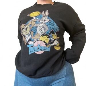 Space Jam Looney Tunes crewneck sweatshirt black cartoon long sleeve sweatshirt